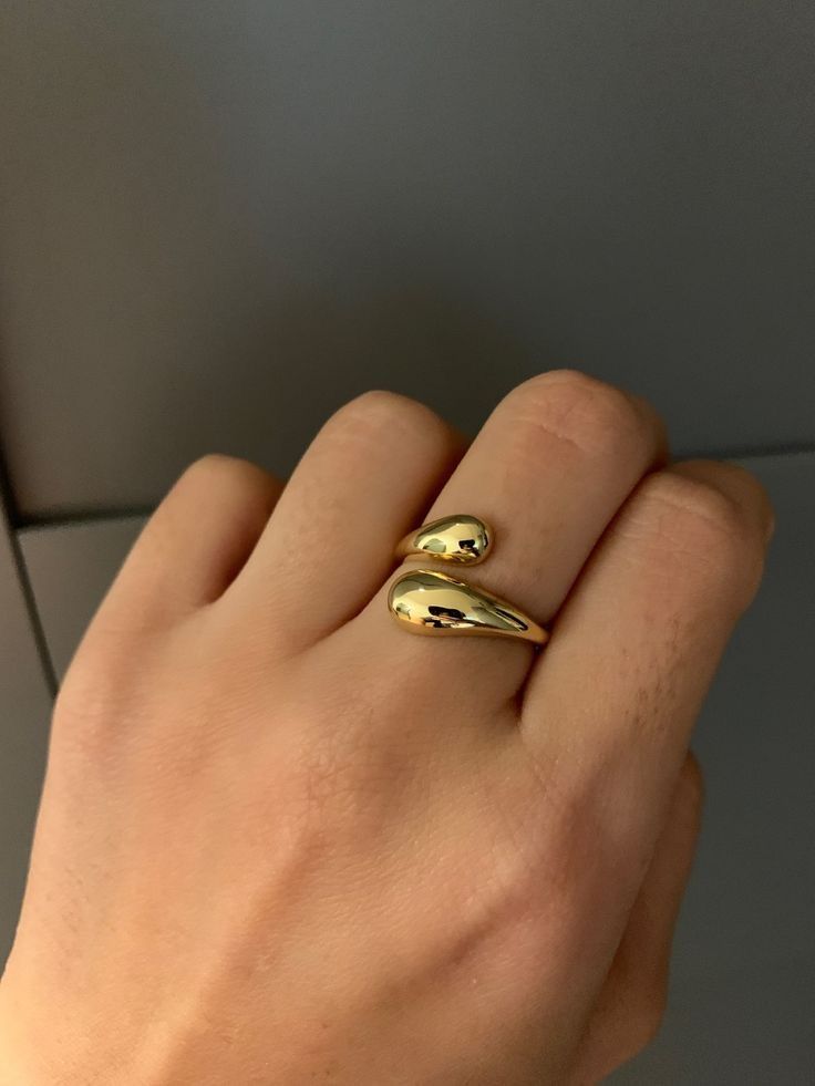 Gold Open Teardrop Ring