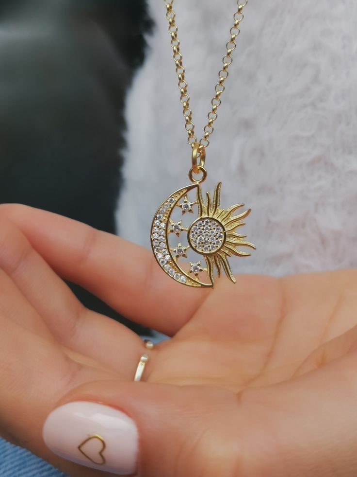 Celestial Charm Necklace – Gold Sun, Moon & Star Pendant