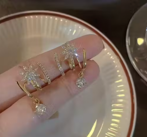 American diamond stone korean earrings