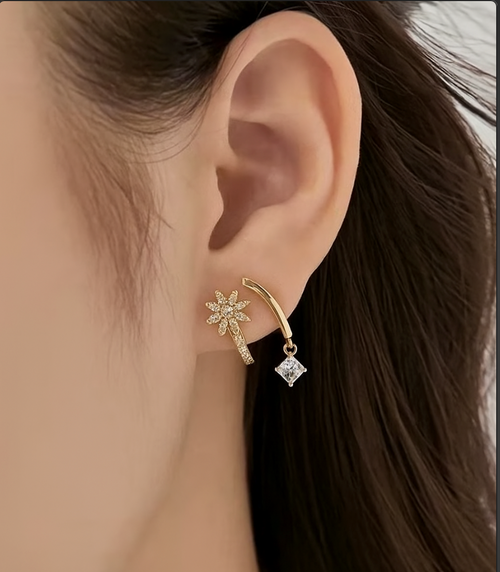 American diamond stone korean earrings