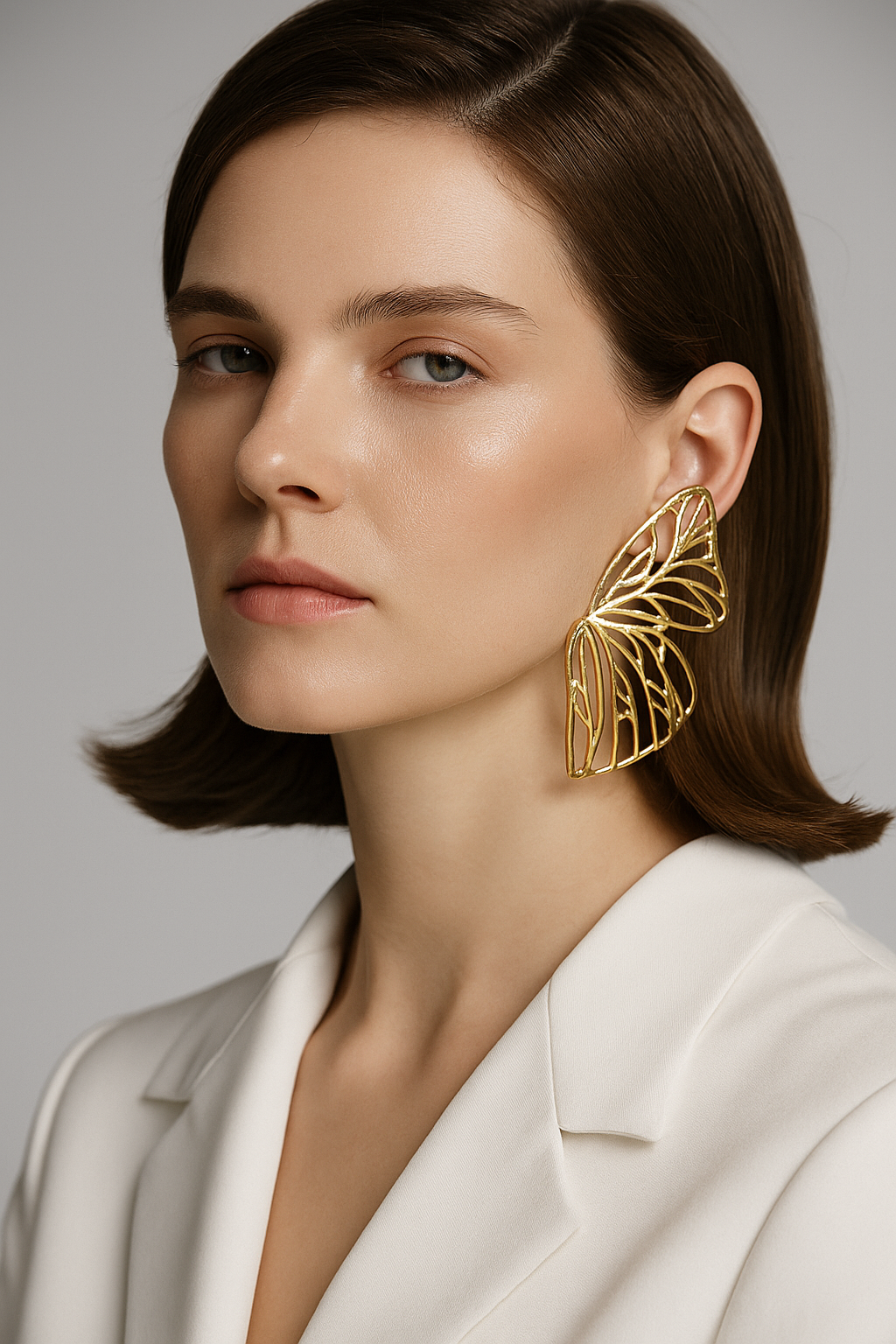 Golden Butterfly Wing Statement Earring